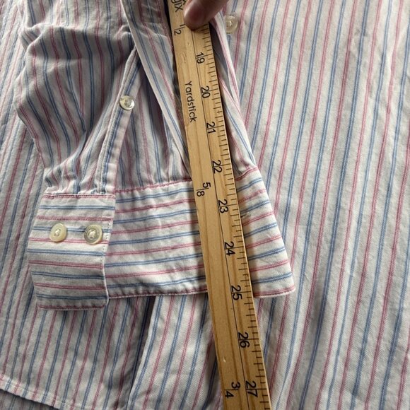 Faconnable Blue Red Striped 17 French Long Sleeve Men Shirt Button Up Spread - Picture 12 of 16